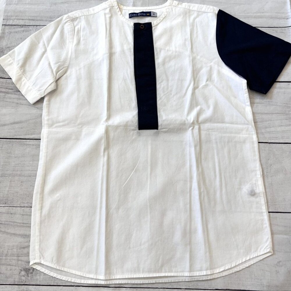 Euro Boys White Colorblock Shirt